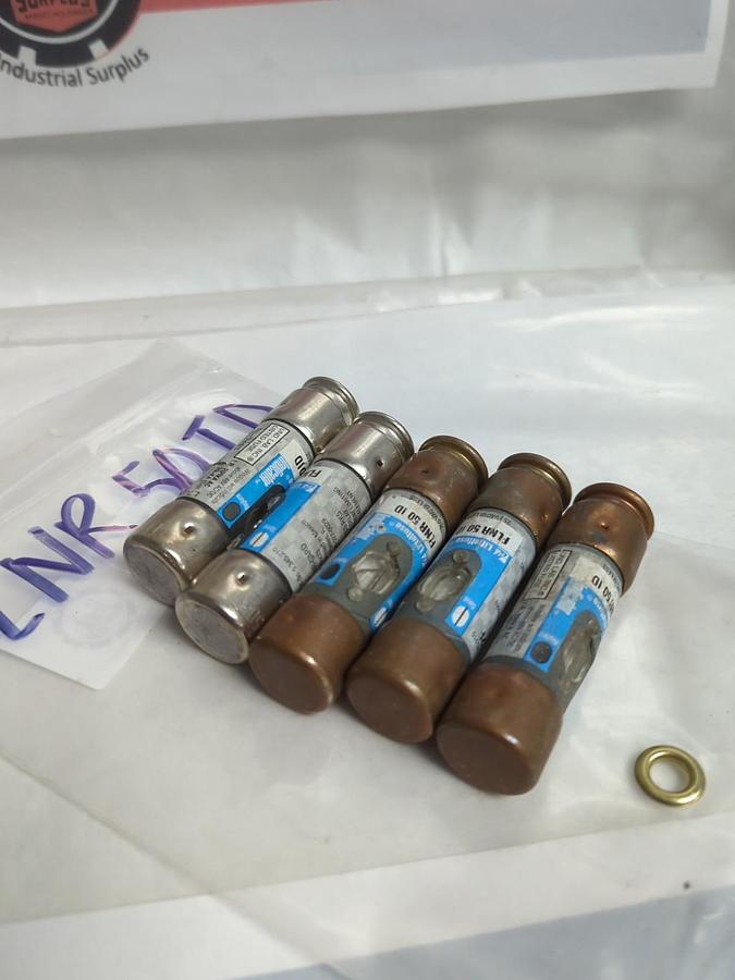 Used LITTELFUSE,FLNR-50ID,INDICATOR 50 AMP FUSE LOT OF 5 PRE-OWNED