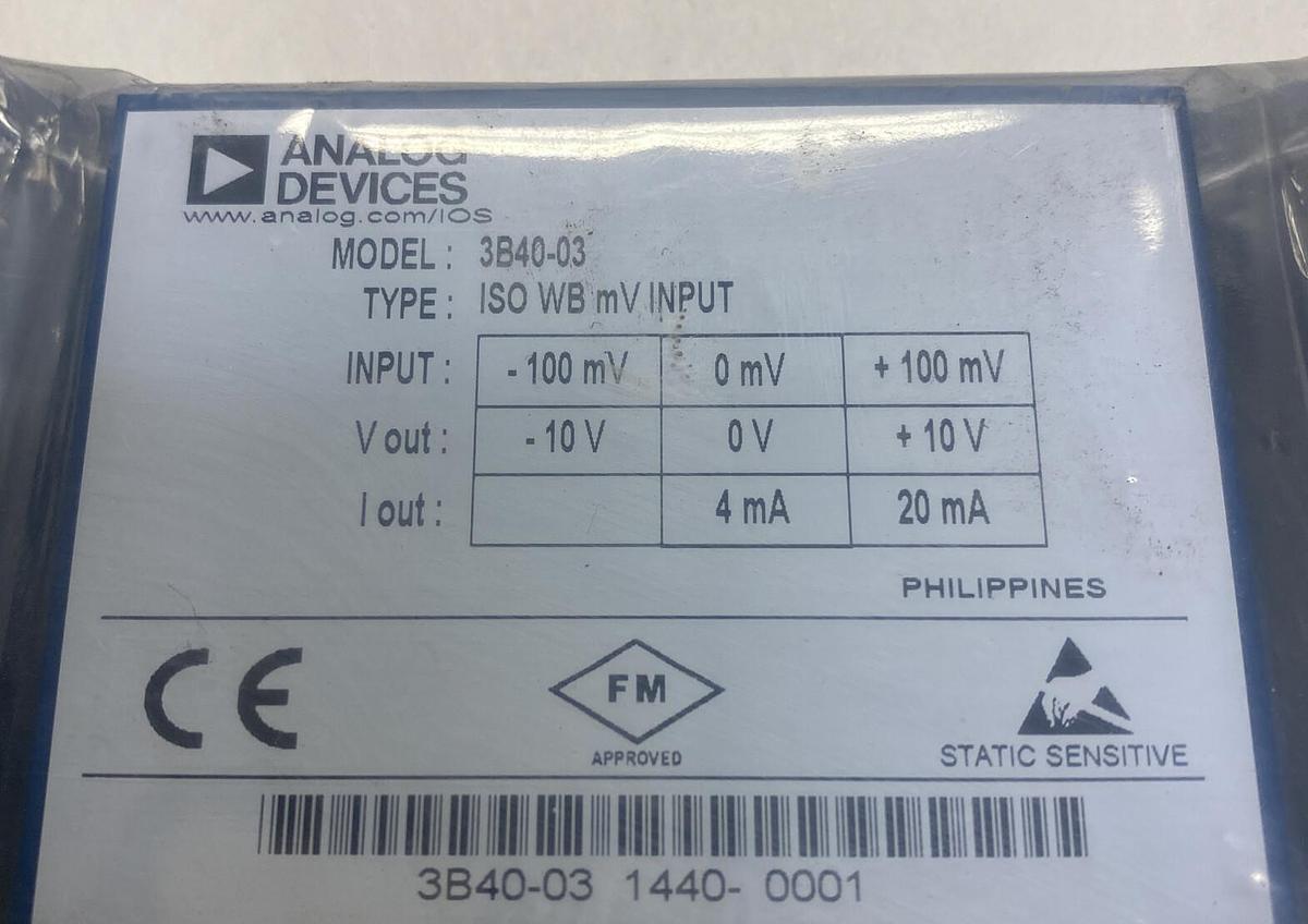Used ANALOG DEVICES,3B40-03,ISOLATED WIDEBAND VOLTAGE INPUT NEW