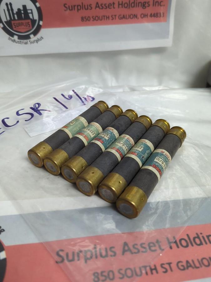 Used RELIANCE,ECSR-1-6/10,TIME DELAY 1-6/10 AMP FUSE LOT OF 6 PRE-OWNED