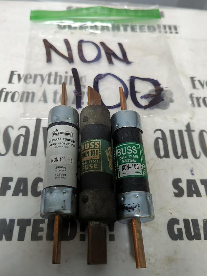 COOPER BUSSMANN,NON-100,ONE TIME 100 AMP FUSE LOT OF 3 NOS