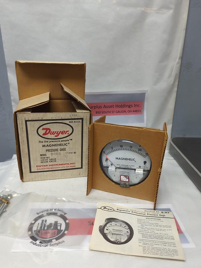 DWYER,2025,MAGNEHELIC DIFFERENTIAL PRESSURE GAUGE NOS