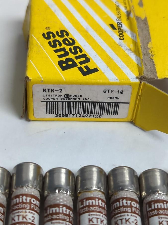 COOPER BUSSMANN,KTK-2,LIMITRON 2 AMP FUSES BOX OF 10 NOS