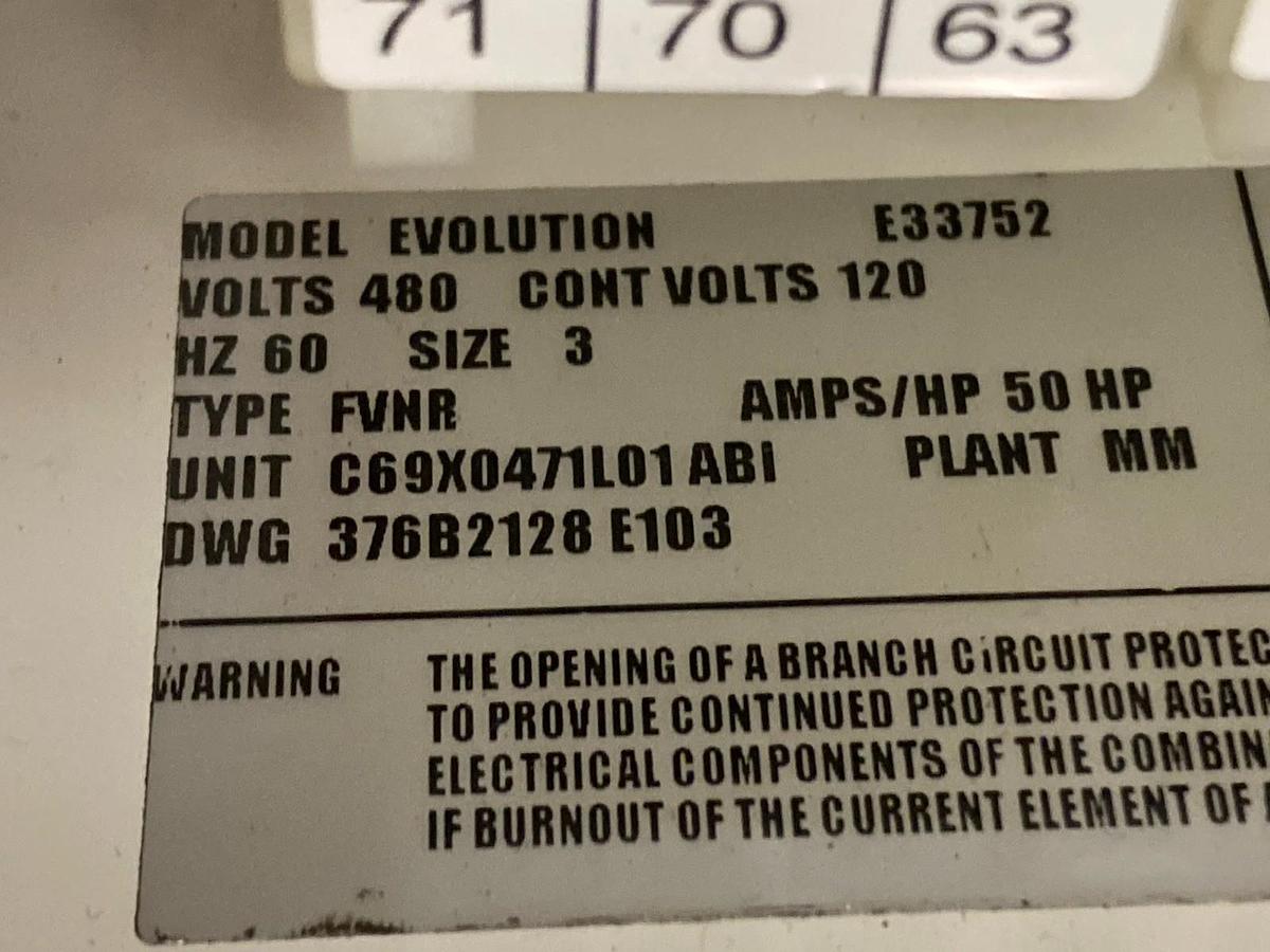 Used GE,E33752,Evolution FVNR Size 3 Dual FUSED Starter MCC Bucket 60Hz 120V 50A