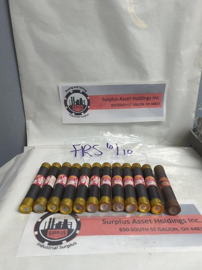 Used COOPER BUSSMANN,FRS-6/10,FUSETRON 6/10 AMP FUSE LOT OF 12 PRE-OWNED