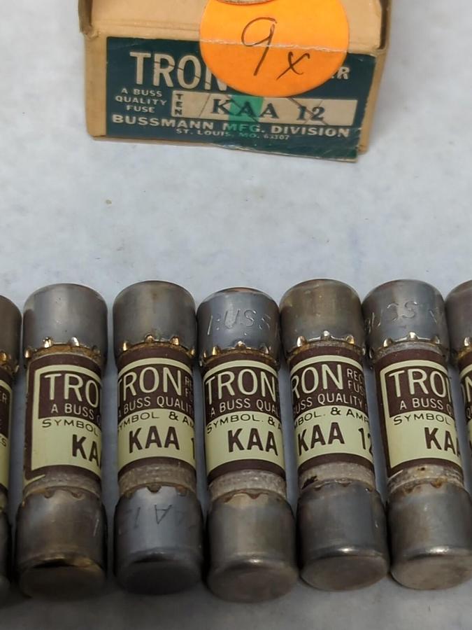 COOPER BUSSMANN,KAA12,TRON 12 AMP FUSES BOX OF 9 NOS
