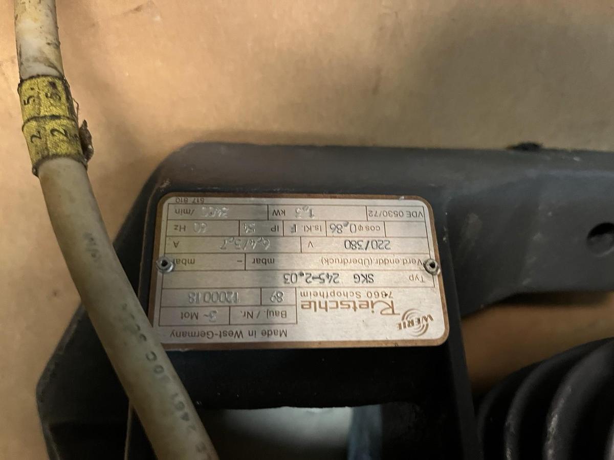 Used RIETSCHLE,SKG-245-20.3,REGENERATIVE VACUUM BLOWER 89-1200018 3PH 1.3kW 3400RPM