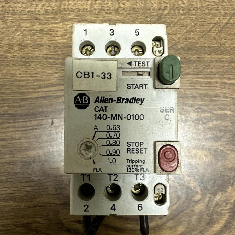 Used Allen Bradley,140-MN-0100 SER C,Manual Motor Starter