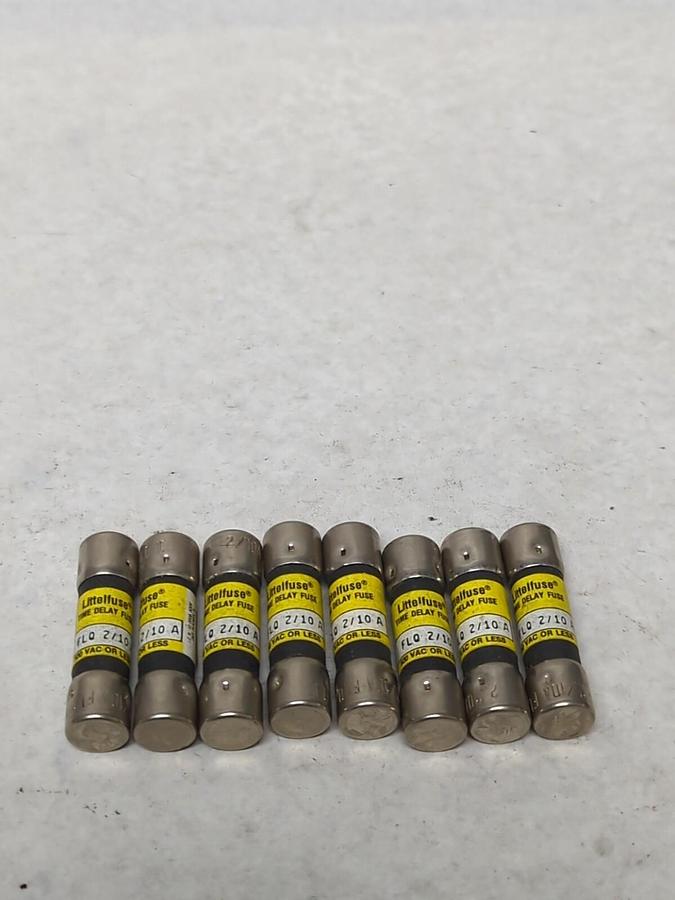 Used LITTELFUSE,FLQ-2/10,TIME-DELAY 2/10 AMP FUSE LOT OF 8 PRE-OWNED
