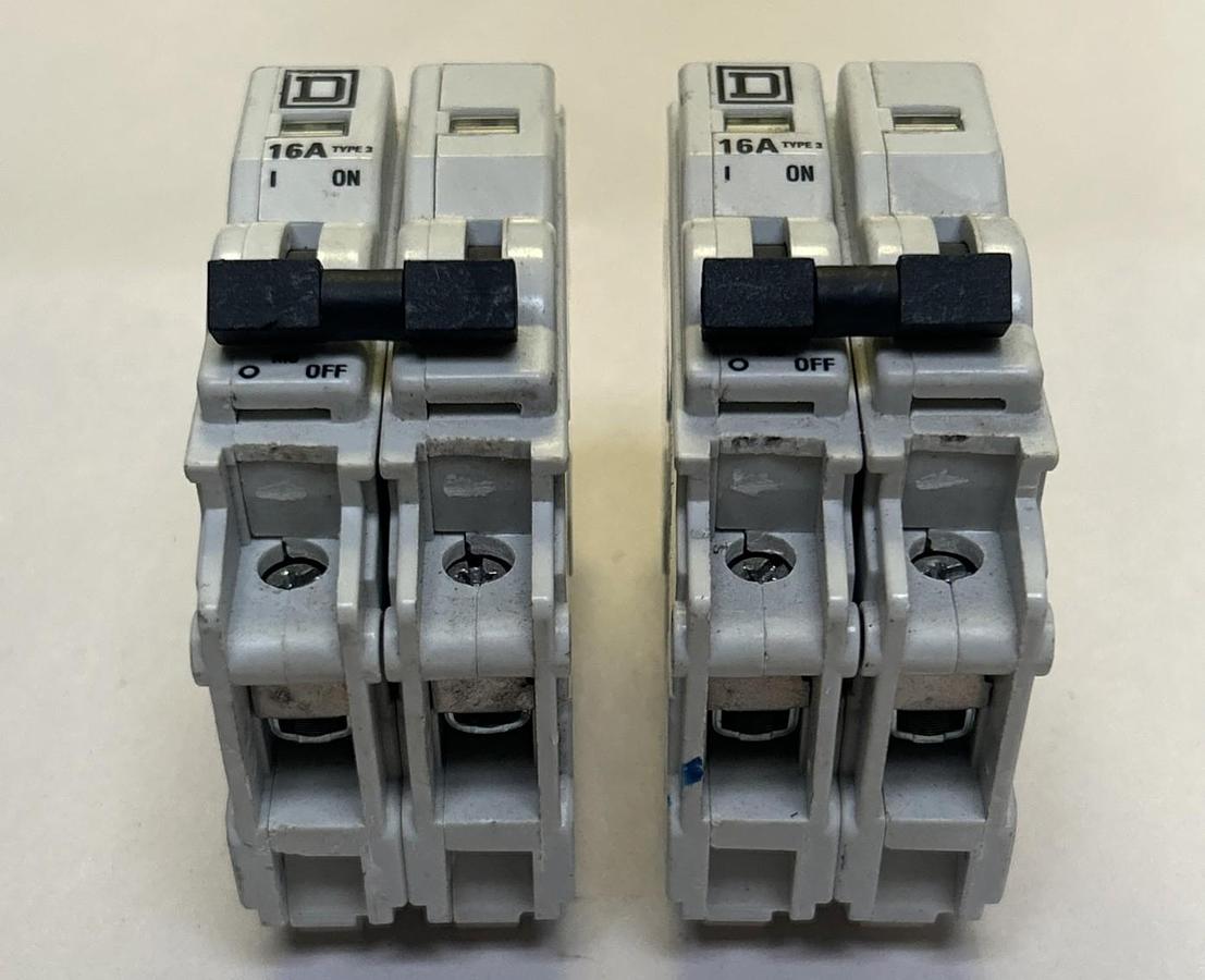 Used SQUARE D,QOE216,CIRCUIT BREAKER 16A 415V LOT OF 2