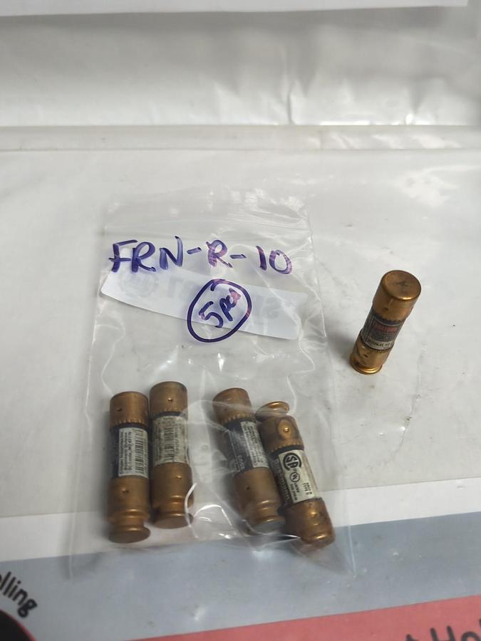 Used COOPER BUSSMANN,FRN-R-10,FUSETRON 10 AMP FUSE LOT OF 5 PRE-OWNED