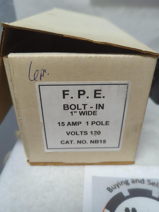 Used F.P.E.,NB15,CIRCUIT BREAKER 15 AMP 1-POLE LOT OF 6 PRE-OWNED