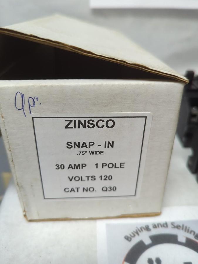 Used ZINSCO,Q30,CIRCUIT BREAKER 30 AMP 1-POLE LOT OF 9 PRE-OWNED