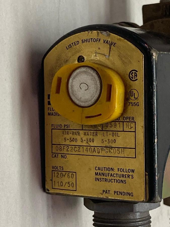 Used Parker,08F22C2140ADFGC05H,Valve 5-300 PSI 50/60Hz 110/120V