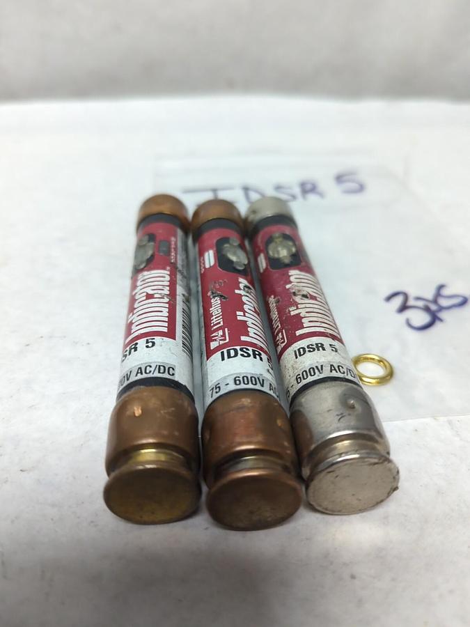 Used LITTELFUSE,IDSR5,INDICATOR 5 AMP FUSE LOT OF 3 PRE-OWNED