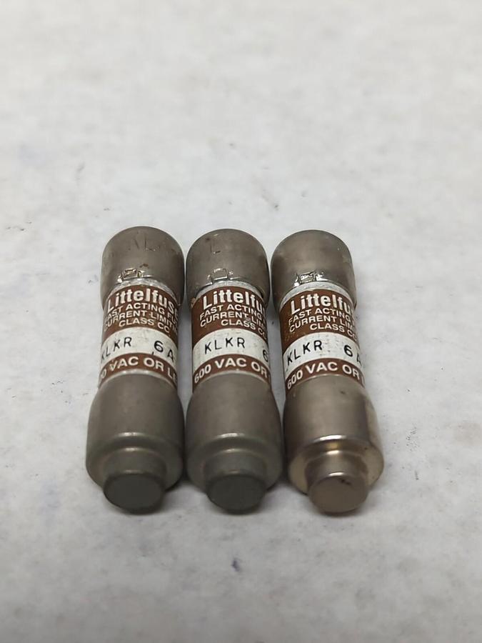 LITTELFUSE,KLKR 6A,FAST-ACTING FUSE LOT OF 3 NOS