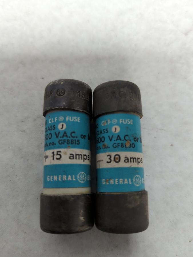 Used GENERAL ELECTRIC,GF8B15,CLASS J FUSE 15 AMP LOT OF 2 PRE-OWNED
