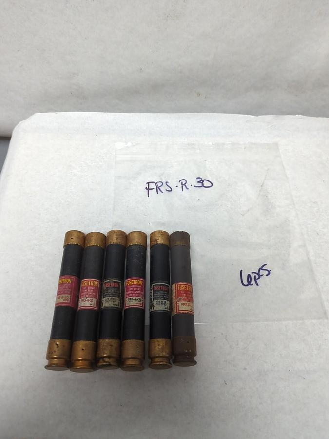 Used COOPER BUSSMANN,FRS-R-30,FUSETRON 30 AMP FUSE LOT OF 6 PRE-OWNED