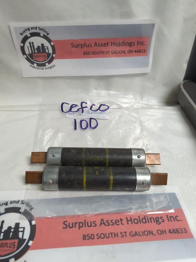 Used CEFCO,100,ONE-TIME 100 AMP FUSE LOT OF 2 PRE-OWNED