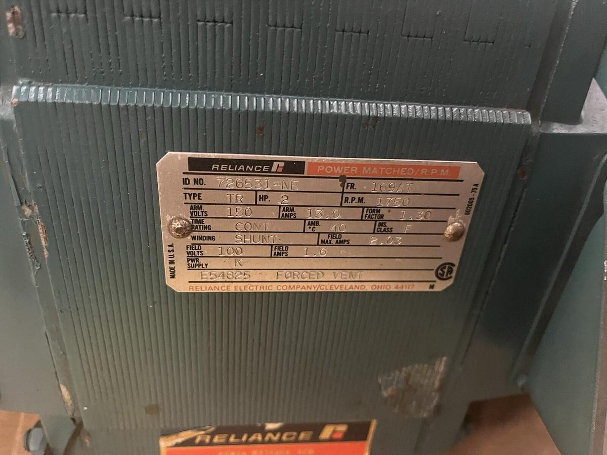 Used RELIANCE,169AT,RPM DC MOTOR 2HP 150VDC 1750RPM 5PY59JY27 RESOLVER