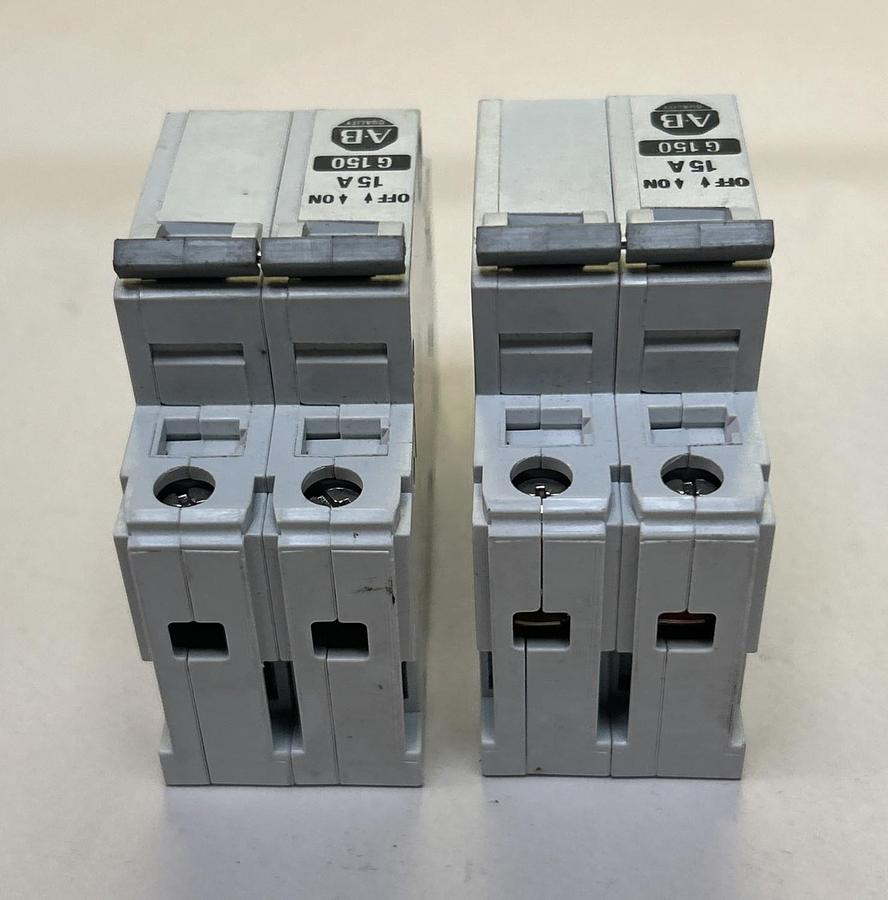 Used ALLEN BRADLEY,1492-CB2-G150,CIRCUIT BREAKER 15A 480/277V 2P LOT OF 2