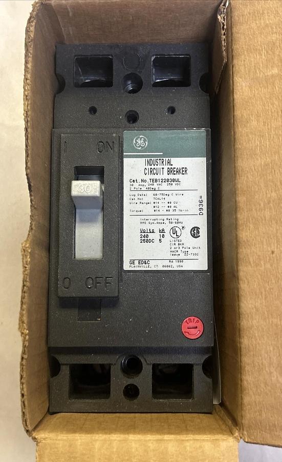 Used GENERAL ELECTRIC,TEB122030WL,CIRCUIT BREAKER 30A 240V 2P NEW