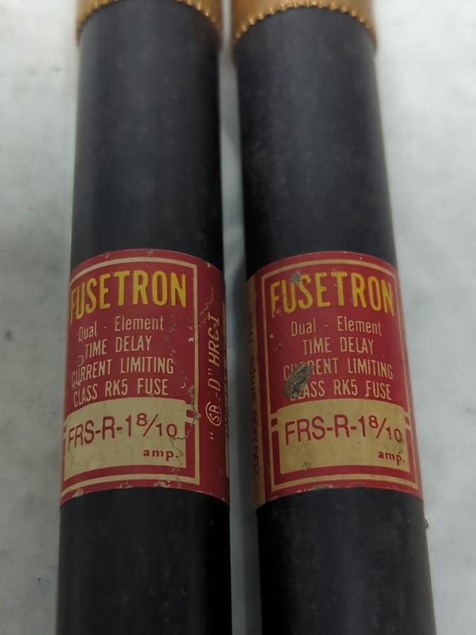 Used COOPER BUSSMANN,FRS-R-1-8/10,FUSETRON 1-8/10 AMP FUSE LOT OF 2 PRE-OWNED