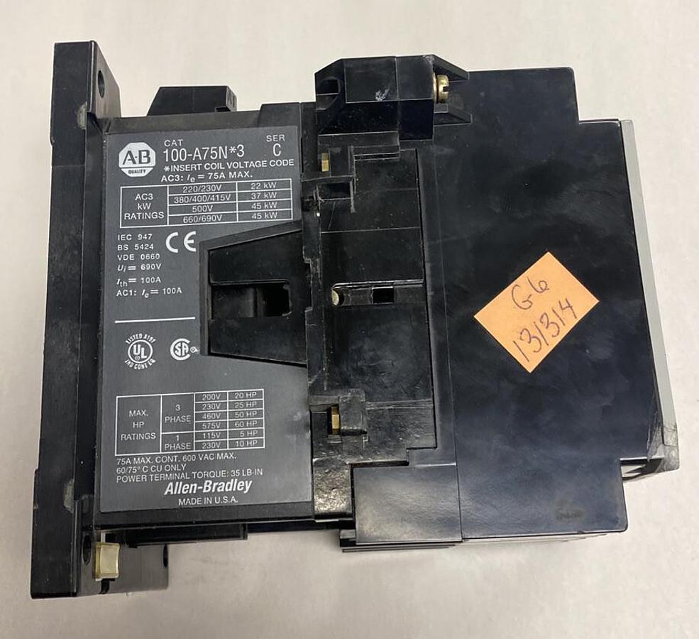 Used ALLEN BRADLEY,100-A75N*3,CONTACTOR 75A 3PH