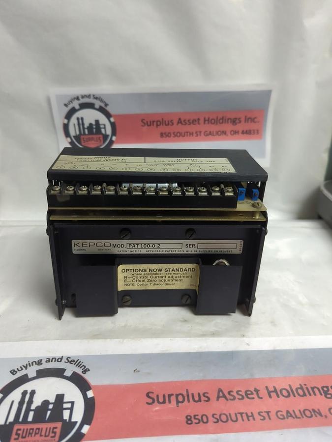 Used KEPCO,PAT 100-0.2,POWER SUPPLY IN 115/230VAC OUT 0-100V 0.0.2AMP PRE-OWNED