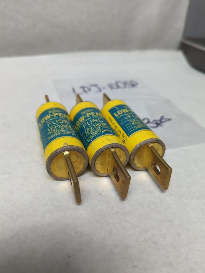 COOPER BUSSMANN,LPJ-100SP,LOW-PEAK 100 AMP FUSE LOT OF 3 NOS