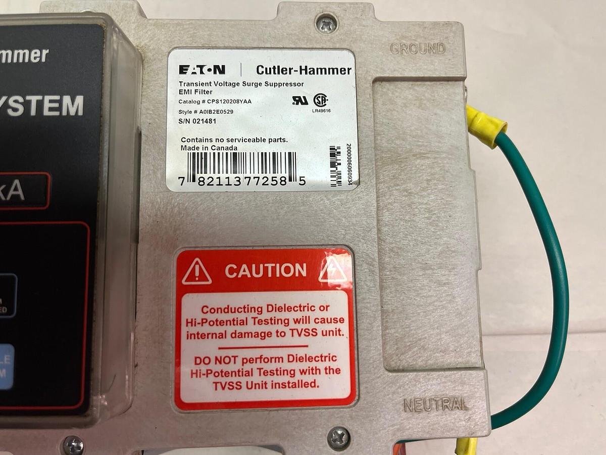 Used EATON,CPS120208YAA,CLIPPER POWER SYSTEM SURGE SUPPRESSOR 120kA 208V 3PH