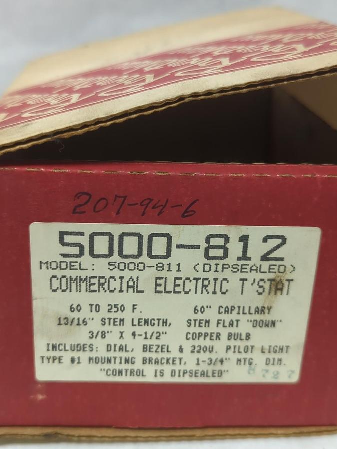 ROBERTSHAW,5000-812,COMMERCIAL ELECTRIC T'STAT 60 TO 250 F NOS