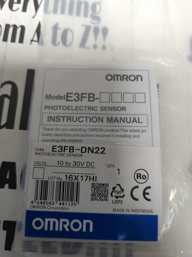 Used OMRON,E3FB-DN22,PHOTPELECTRIC SENSOR 10 TO 30V DC CLASS 2 NEW