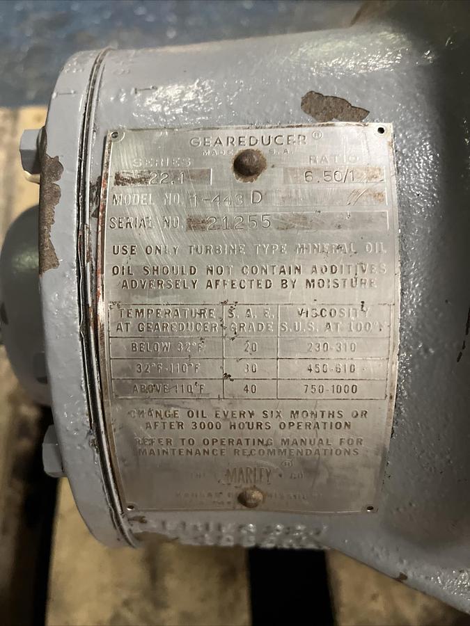 Used MARLEY,1-443D,GEAREDUCER SERIES 22.1 RATIO 6.50