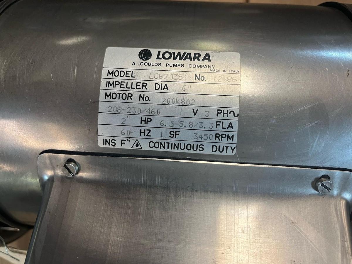 GOULDS LOWARA,LCB2035,SS CENTRIFUGAL PUMP 1X1-1/2X6 2HP 3450RPM