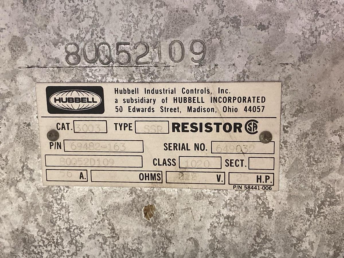 Used Hubbell,69482-163,Resistor Type SSR 25Hp 212V 56A Class 1020