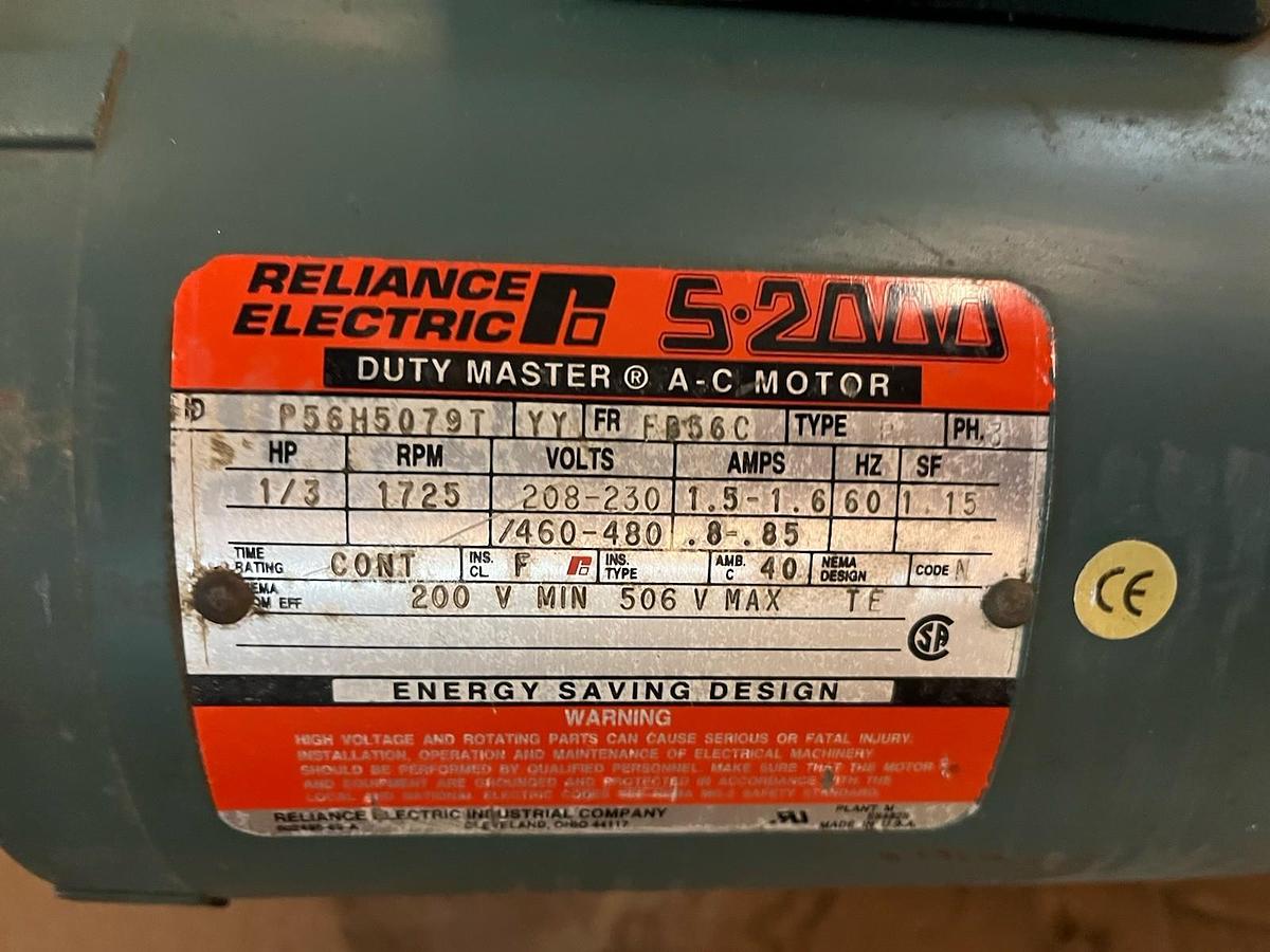 Used RELIANCE,P56H5079T,BRAKE MOTOR 1/3HP 1725RPM 3PH 208-230/460V FB56C