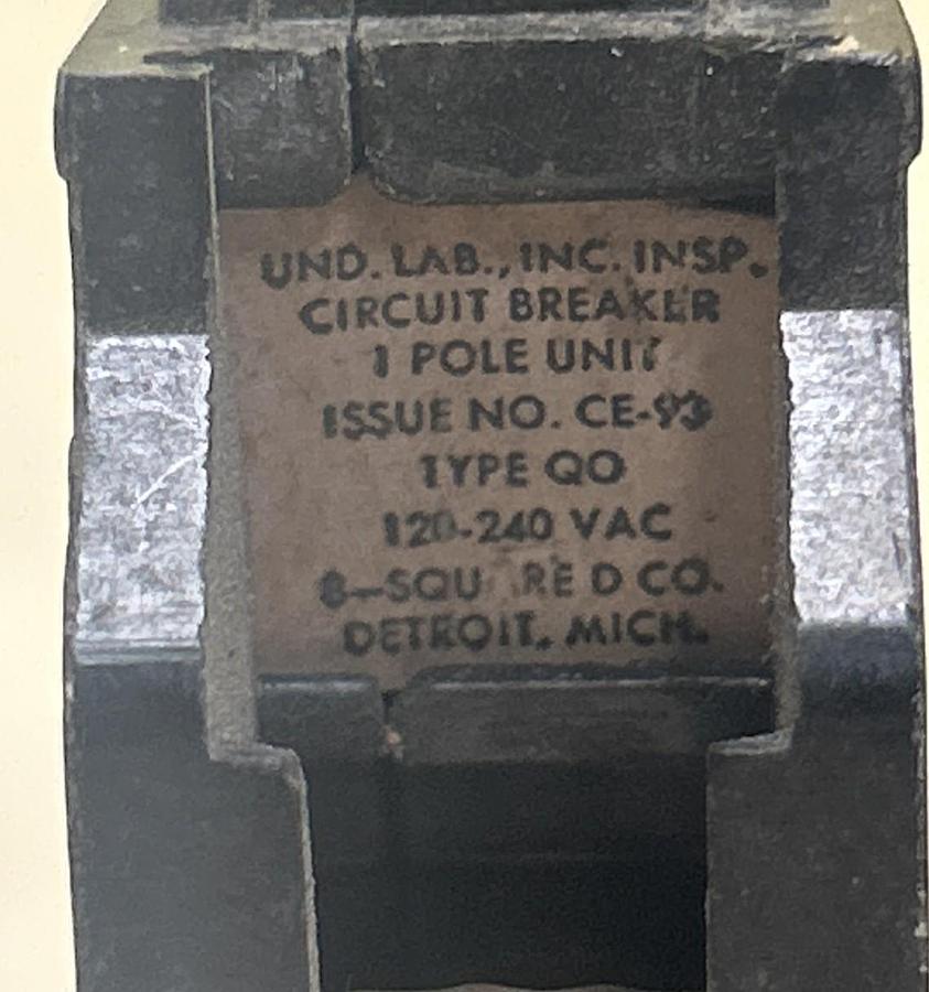 Used SQUARE D,QO120,CIRCUIT BREAKER 20A 120/240V 1P LOT OF 3