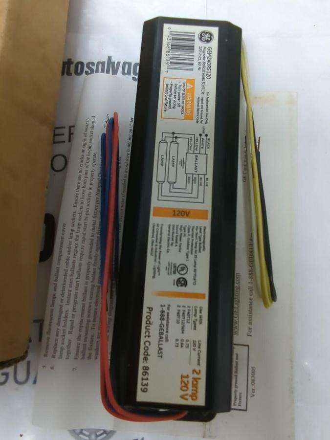 GENERAL ELECTRIC,GEM240RS120IP,MAGNETIC BALLAST 2 LAMP 120V
