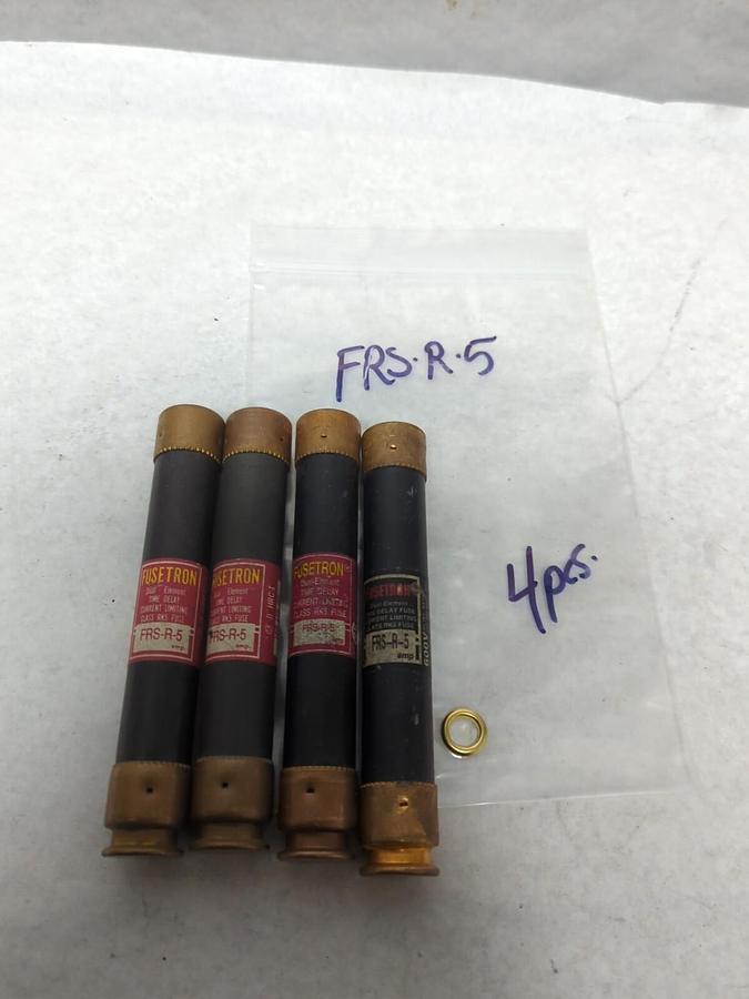 Used COOPER BUSSMANN,FRS-R-5,FUSETRON 5 AMP FUSE LOT OF 4 PRE-OWNED