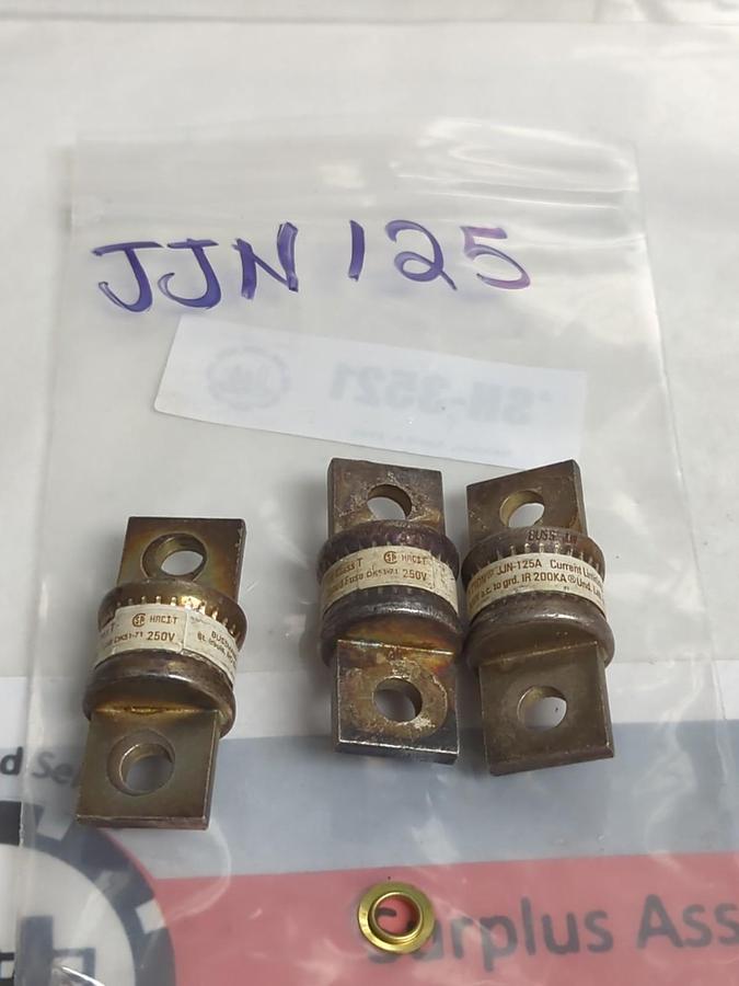 Used BUSSMANN,JJN125,SEMICONDUCTOR 125 AMP FUSE LOT OF 3 PRE-OWNED