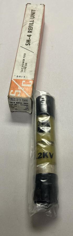 Used S&C ELECTRIC,121100-R4,POWER FUSE 7.2KV 65A NEW