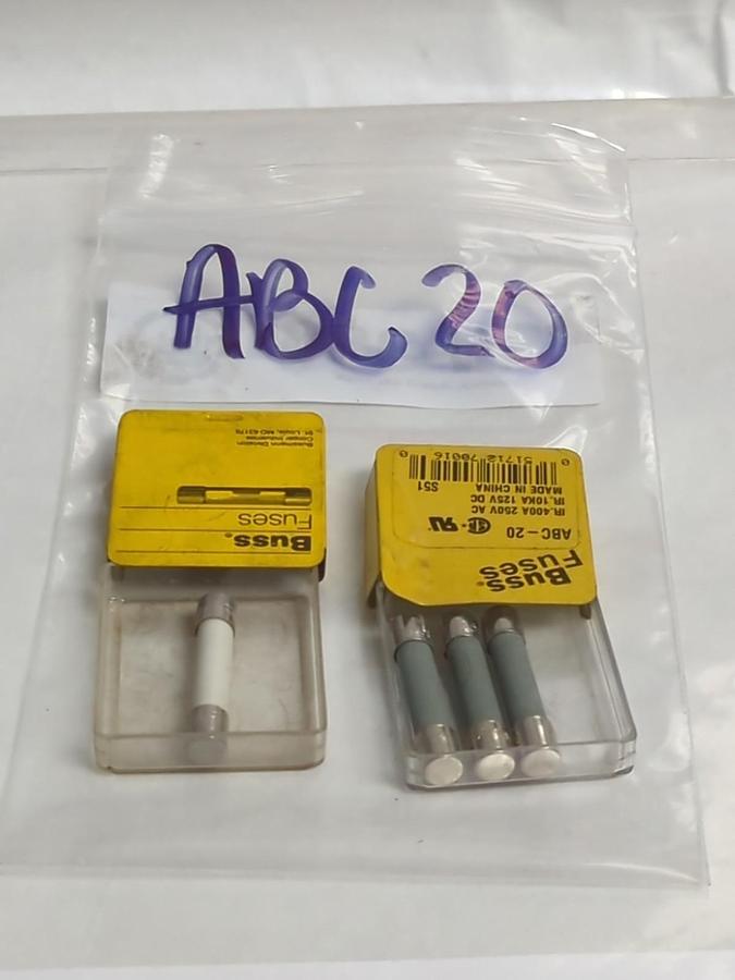 COOPER BUSSMANN,ABC-20,20 AMP FUSE LOT OF 4 NOS