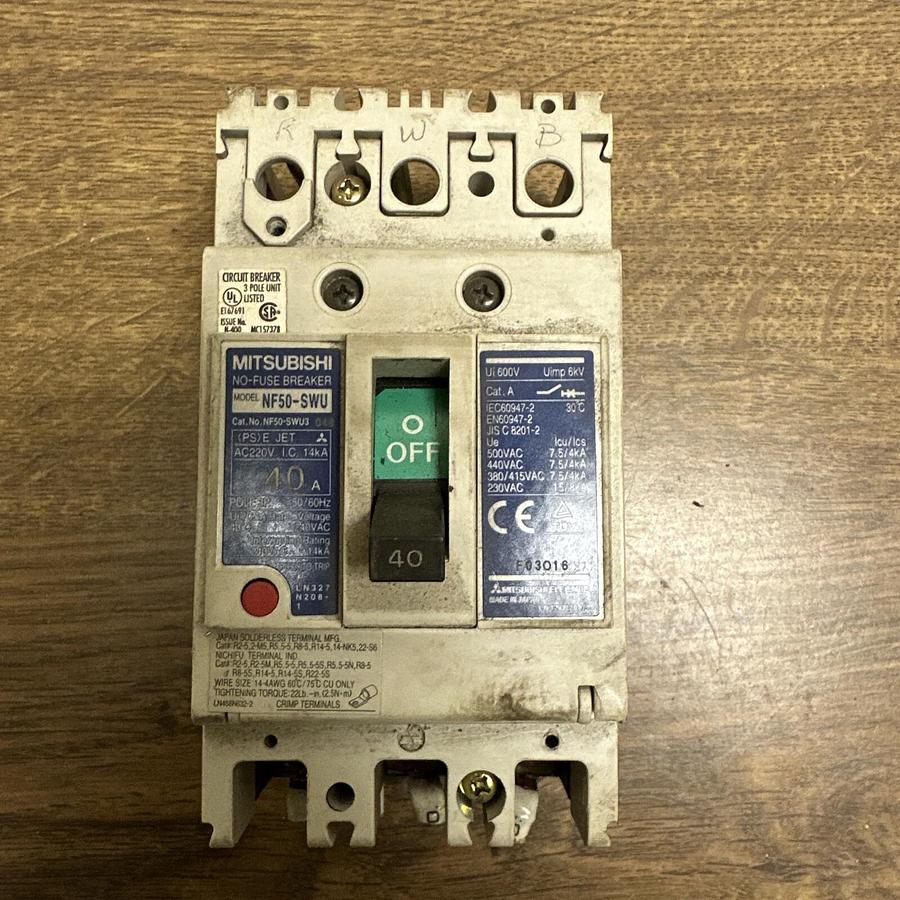 Used MItsubishi,NF50-SWU,40 Amp Circuit Breaker