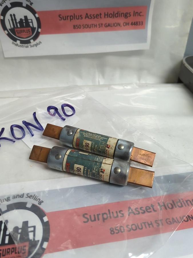 Used RELIANCE,KON90,ONE-TIME 90 AMP FUSE LOT OF 2 PRE-OWNED