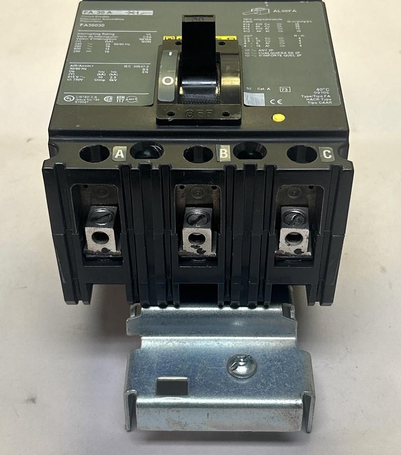 Used SQUARE D,FA36030,I-LINE CIRCUIT BREAKER 30A 600V 3P