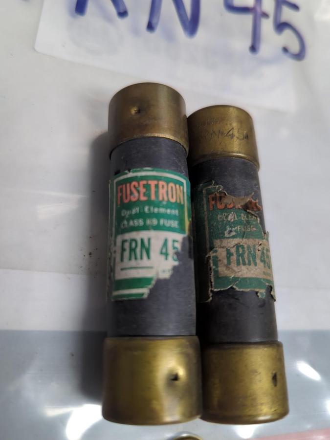 Used COOPER BUSSMANN,FRN-45,FUSETRON 45 AMP FUSE LOT OF 2 PRE-OWNED