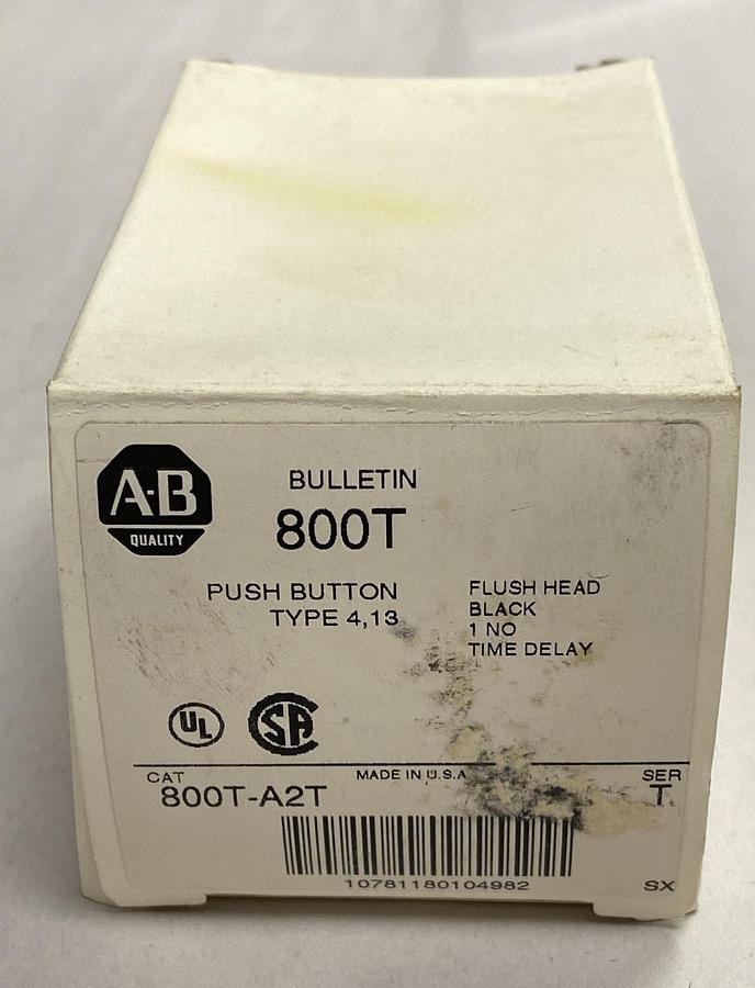ALLEN BRADLEY,800T-A2T,PUSH BUTTON FLUSH HEAD BLACK NOS
