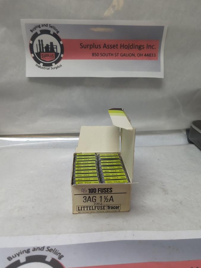 LITTELFUSE,3AG 1-1/2A,GLASS FUSES BOX OF 95 (19 PKS OF 5) NEW