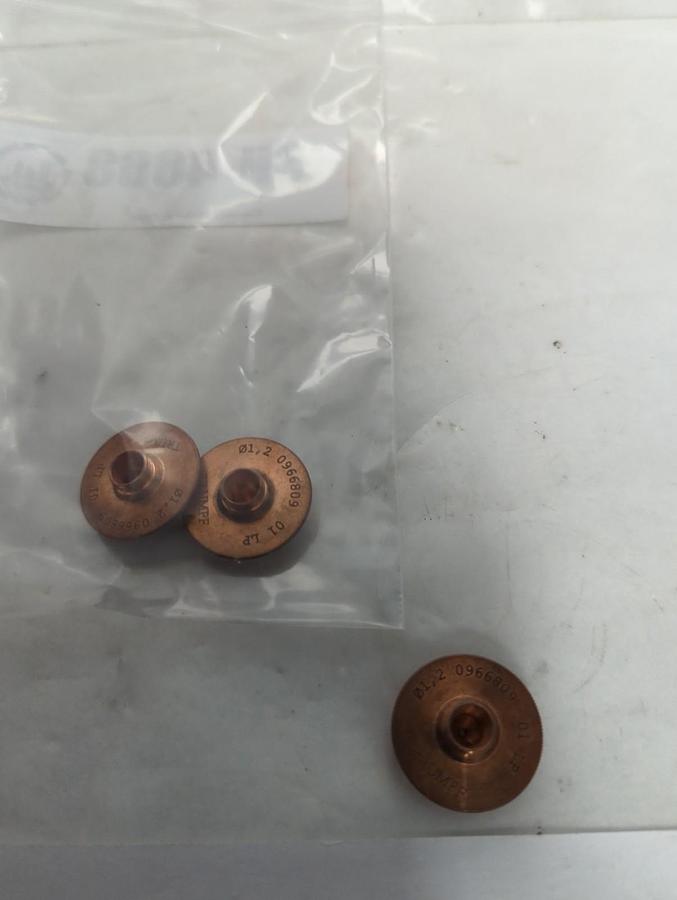 Used TRUMPF,0966809,CHROME PLATED LASER MACHINE NOZZLE 01.2MM/M8/ECE LOT OF 3