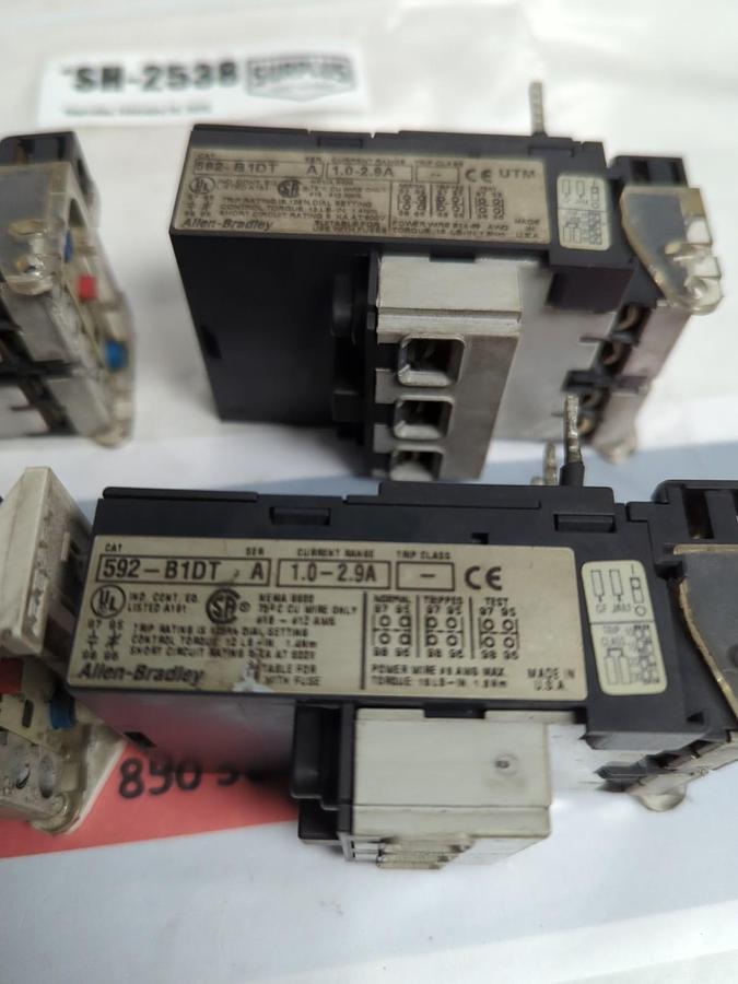 Used ALLEN BRADLEY,592-B1DT,OVERLOAD RELAY SERIES A 1.0-2.9A LOT OF 4 PRE-OWNED